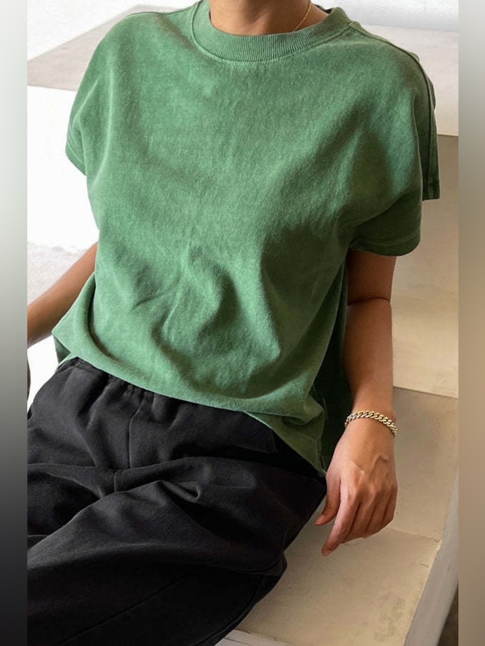 Le Bon Shoppe XS/SMALL Jeanne short cap sleeve tee in green